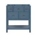30'' Bathroom Vanity Without Sink, Free Standing Single Vanity With 5 Drawers, Solid Wood Frame Bathroom Storage Cabinet Not Include Basin Sink 4 Blue 1 Bathroom Freestanding Modern Solid Wood Mdf Painted