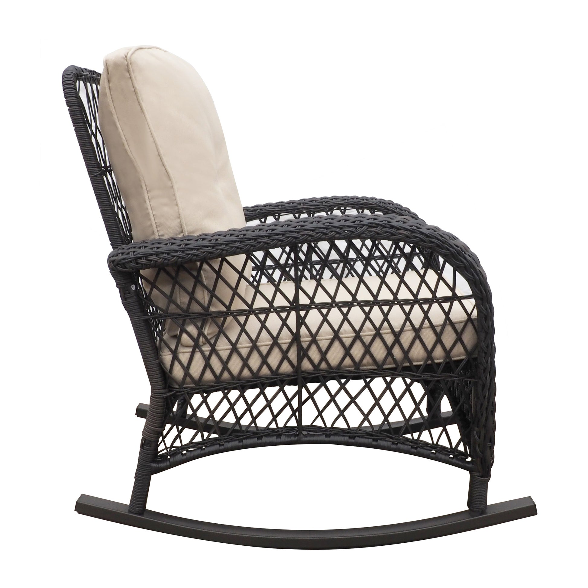 Garden Rocking Chair,Outdoor Rattan Rocker Chair With All Weather Hand Woven Resin Wicker, Patio Relaxing Lounge Furniture With Powder Coated Metal Frame For Backyard,Porch Yes Rocker & Glider Brown