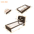 Twin Size Wooden Led Platform Bed With Trundle, With Storage Headboard, With Drawers, Brown Twin Brown Plywood