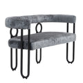 Coolmore Modern Loveseat 2 Seater Sofa Chenille Fabric Couch With Arms And Metal Legs For Living Room, Home Office, Studio Gray Chenille Gray Primary Living Space Soft Foam Chenille