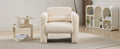 Modern Accent Chair Lambskin Sherpa Fabric Upholstered Comfy Reading Arm Chair Soft Padded Armchair With Back And Pillow For Living Room Bedroom Reception Waiting Room Office, Cream Cream Primary Living Space Upholstered