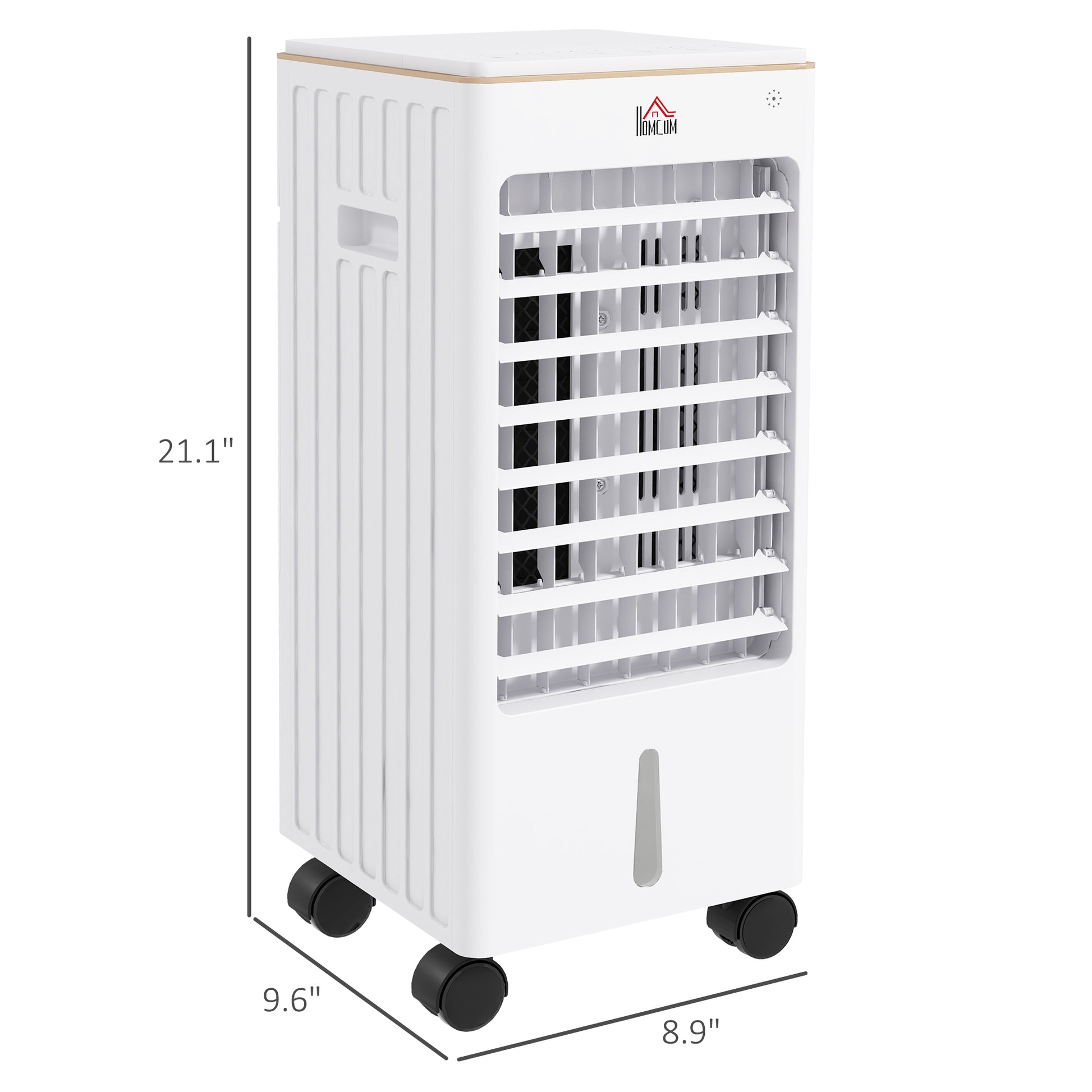 Homcom 21" Evaporative Air Cooler With Ice Packs, 3 In 1 Ice Cooling Fan, Portable Swamp Cooler With Water Tank, 7.5H Timer, 60 Oscillating, Remote, For Home Office Bedroom, White White Abs