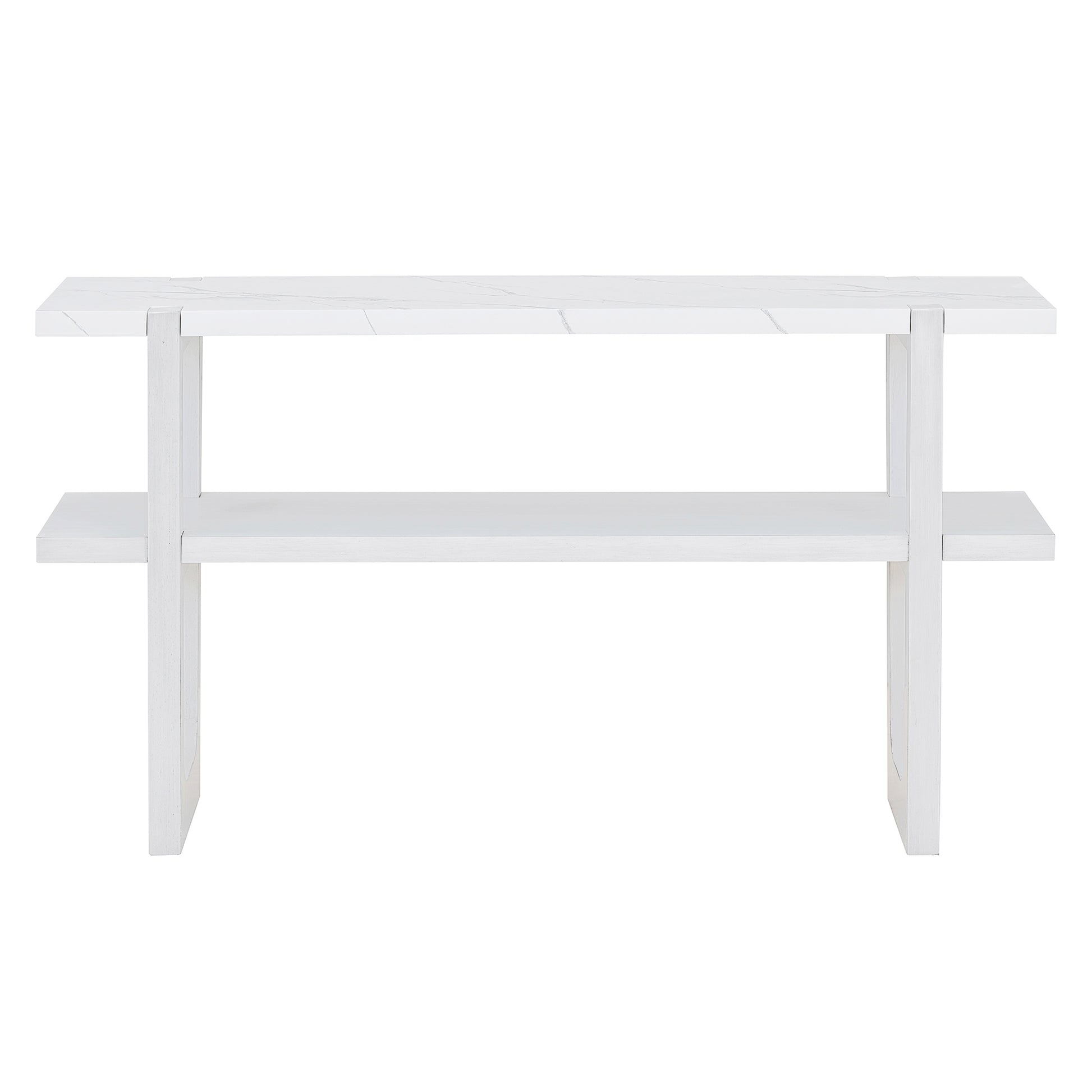 Retro Elegant Console Table With Marble Effect Top And Versatile Storage Solutions For Entryway And Living Room Antique White Antique White Solid Wood Mdf