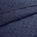 3 Piece Reversible Bedspread Set Navy Full Queen Queen Navy Polyester