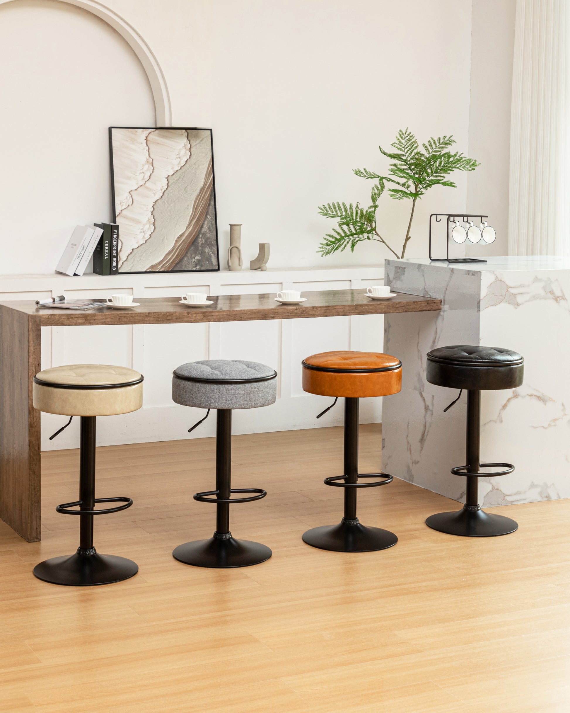 Round Storage Bar Stool Set Of 2, Grey Linen Height Adjustable Barstool, 360 Counter Height Swivel Stool, Armless Bar Chair With Metal Frame For Kitchen Counter Dining Living Room Grey Set Of 2 Foam Linen