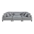 6Pc Modular Sectional Set Gray Corduroy Upholstery 3X Armless Chairs 2X Corner Seats 1X Ottoman Pillows Living Room Furniture Gray Corduroy Wood Primary Living Space Contemporary,Modern Modular