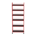 Red 6 Tier Slim Rolling Storage Cart, Mobile Shelving Unit With Wheels, Metal Wire Storage Shelving Rack With Baskets For Kitchen Bathroom Office Laundry Narrow Piaces Red Kitchen American Design,American Traditional Metal Metal