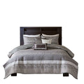 6 Piece Reversible Jacquard Quilt Set With Throw Pillows Grey Taupe Full Queen Grey Taupe Cotton