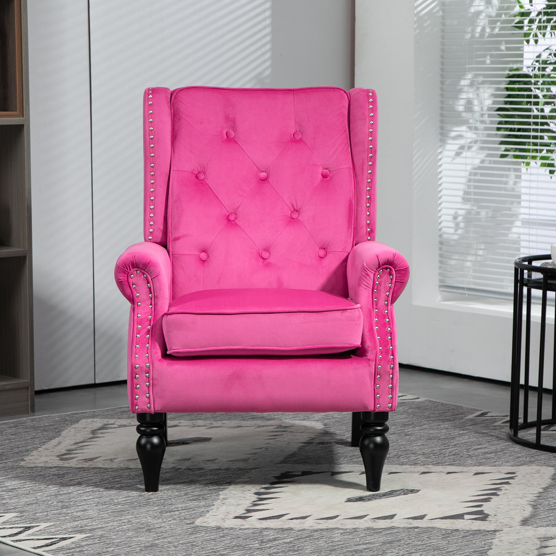 Coolmore Wood Frame Armchair, Modern Accent Chair Lounge Chair With Sturdy Wood Legs For Living Room Bedroom Red Red Primary Living Space Foam Velvet