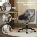 Elegent Velvet Office Chair With Wheels, Makeup Vanity Chair Height Adjustable For Teens Women Girls, Comfy Swivel Modern Leisure Armchair For Home Office, Bedroom, Study And Vanity. Gray Gray Primary Living Space Luxury,Modern Foam Iron