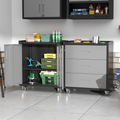 Heavy Duty Metal Garage Storage Cabinet With Wheels Sturdy And Durable Tool Storage Cabinet For Garage, Office, And Home Organizer Solutions Black Gray Steel