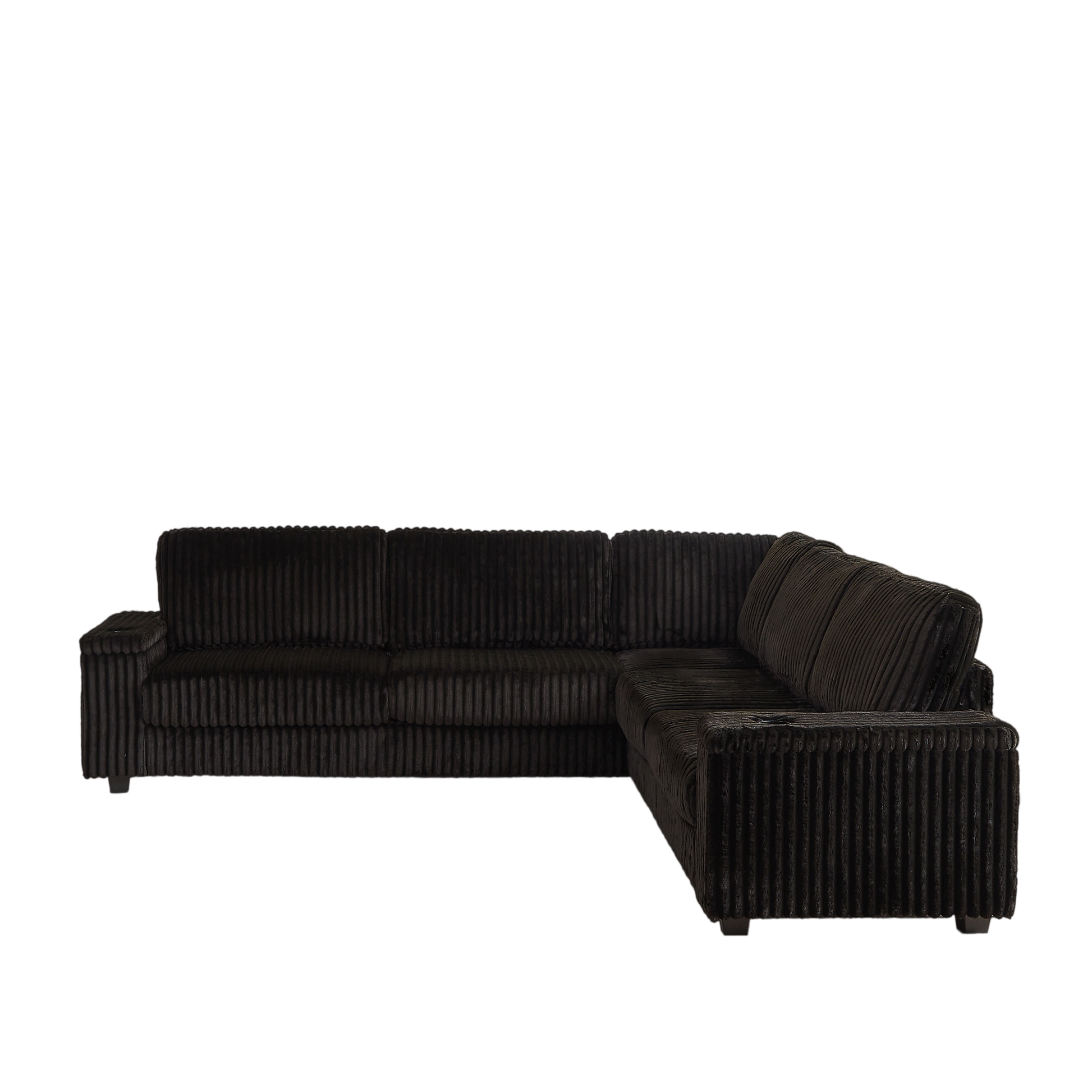 110 Inch Oversized Corduroy Corner Sofa,L Shaped Corner Couch With Two Storage Spaces,Usb Port & T Pyce Port And Cup Holderdeep Seat Comfy Upholstered Couches For Living Room Not Freely Combinable Black Corduroy 5 Seat