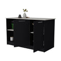 Mercury Kitchen Island With Spacious Countertop, Double Door Cabinets, And 2 Open Storage Shelves Multi Kitchen Rectangular Stationary Kitchen Islands Melamine Particle Board Large 56 In