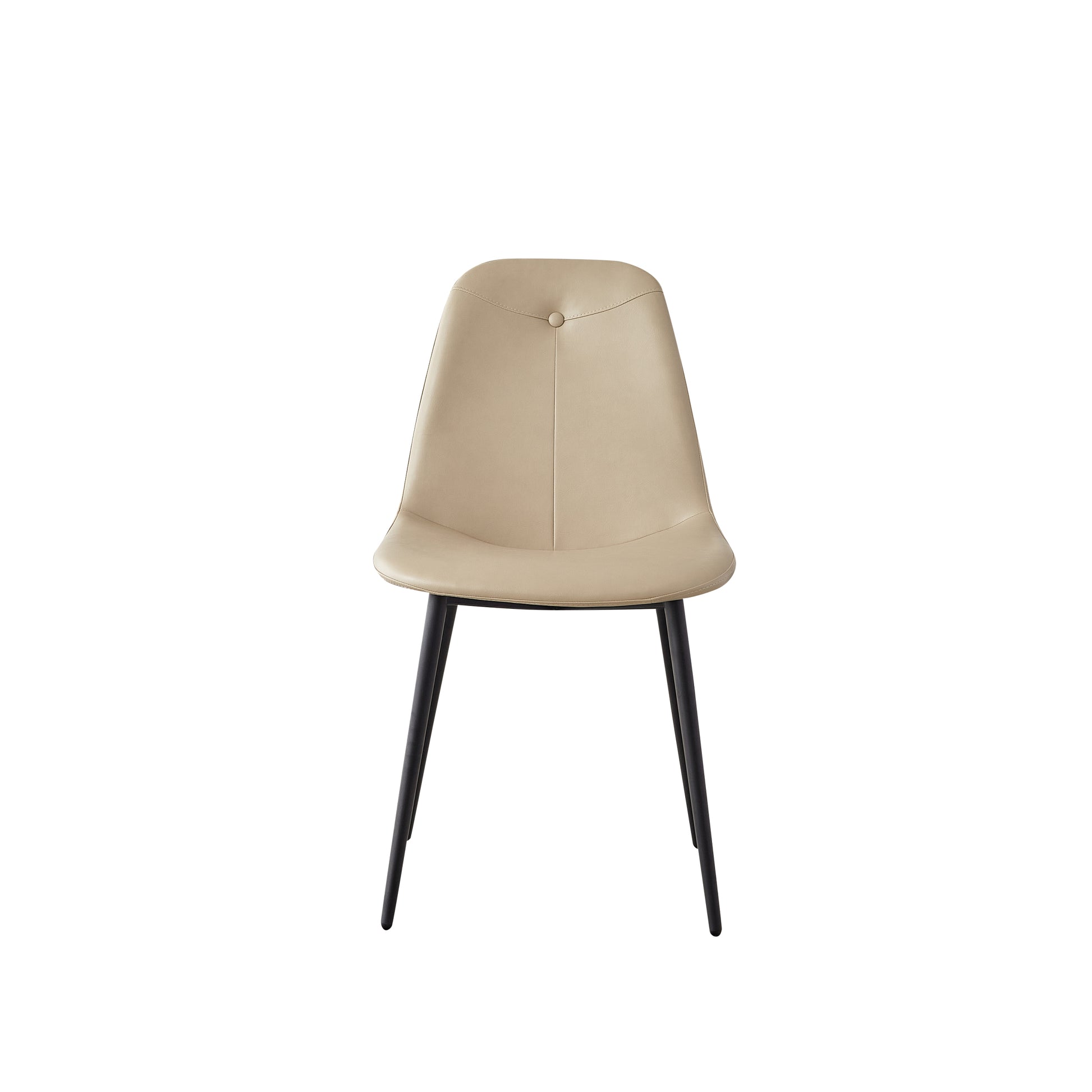 Dining Chair Set Of 2 With High Backs Mid Century Modern Kitchen & Dining Room Chairs Pu Faux Leather Upholstered Sillas De Comedor Comfortable Large Padded Accent Chair With Metal Legs Khaki 1 Pu Leather