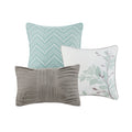 6 Piece Printed Quilt Set With Throw Pillows Aqua Full Queen Full Aqua Cotton