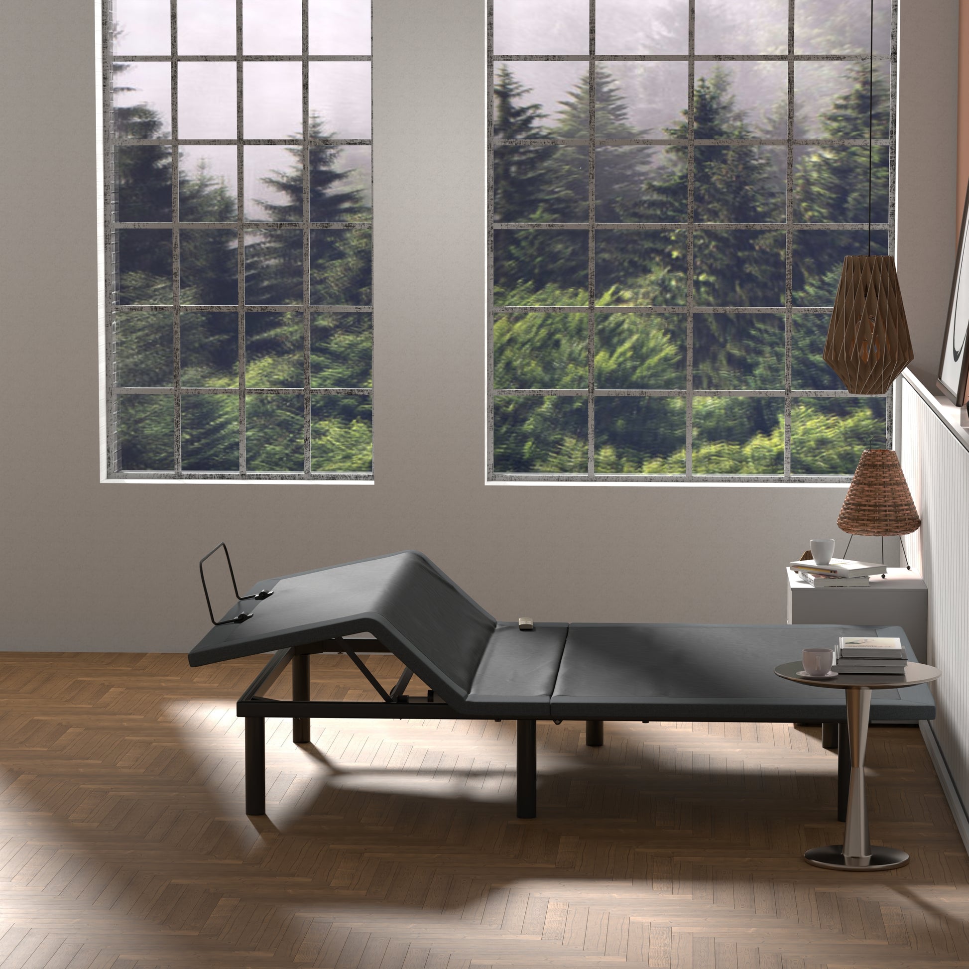 Btx4 King Adjustable Bed Base With Head And Foot Position Adjustment Box Spring Not Required King Black Grey Steel