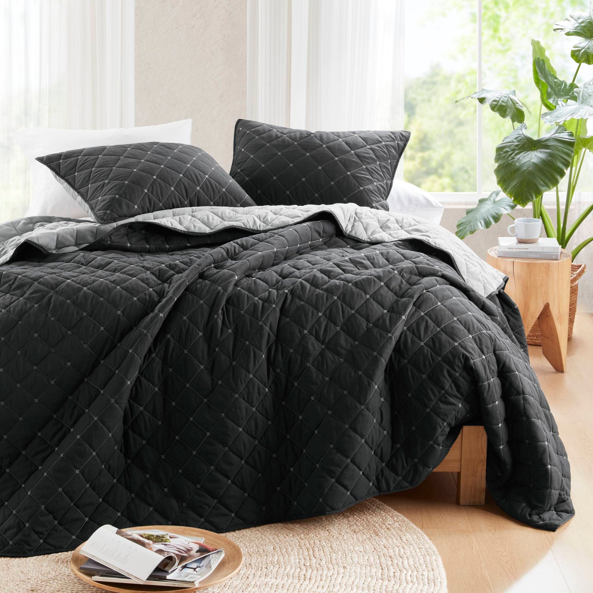 7 Piece Stripe Comforter And Quilt Set Full Queen Multicolor Polyester