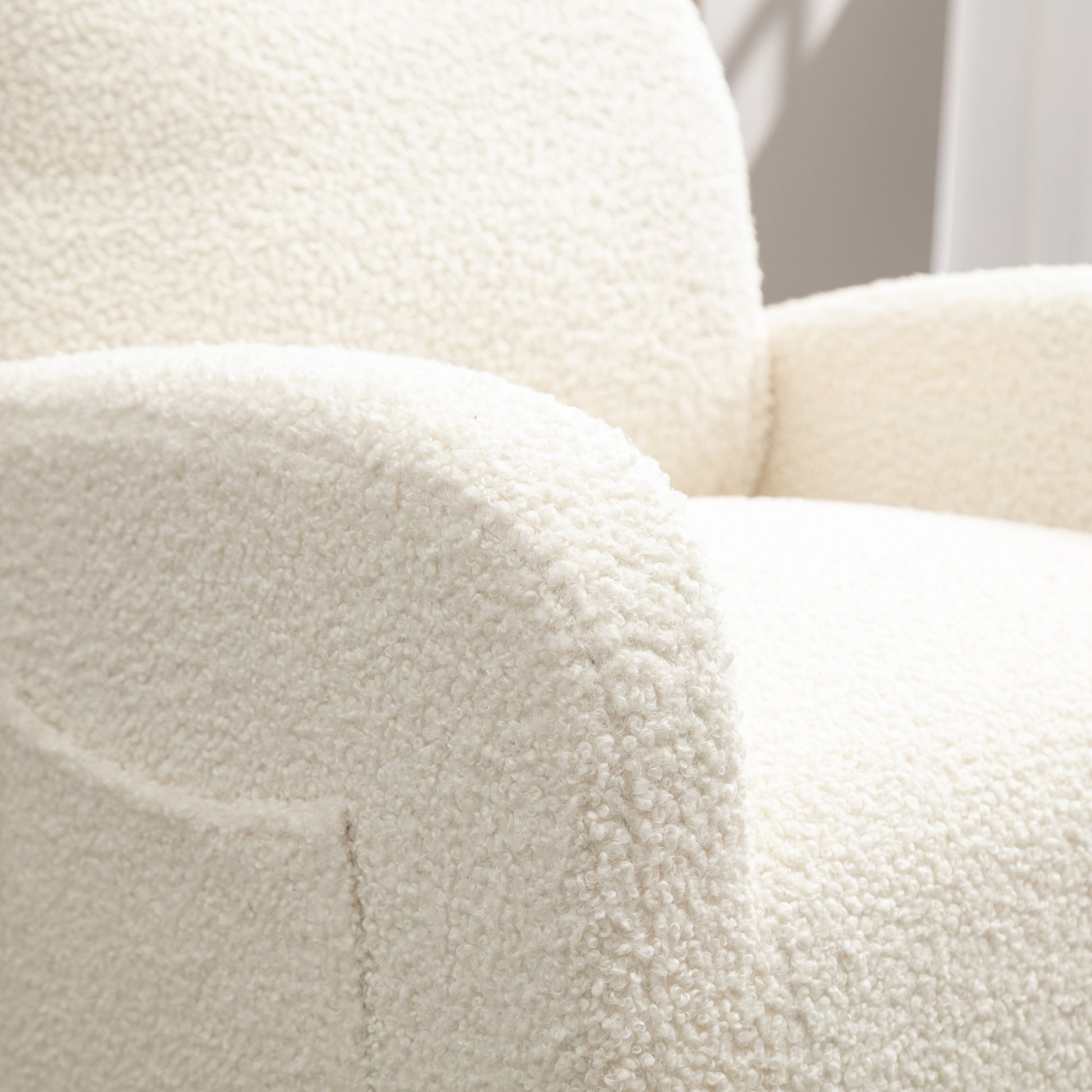 Jiada Upholstered Swivel Glider.Rocking Chair For Nursery In White Teddy.Modern Style One Left Bag White Teddy Primary Living Space Foam Metal