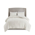 3 Piece Tufted Cotton Chenille Floral Comforter Set Off White Full Queen Full Off White Cotton