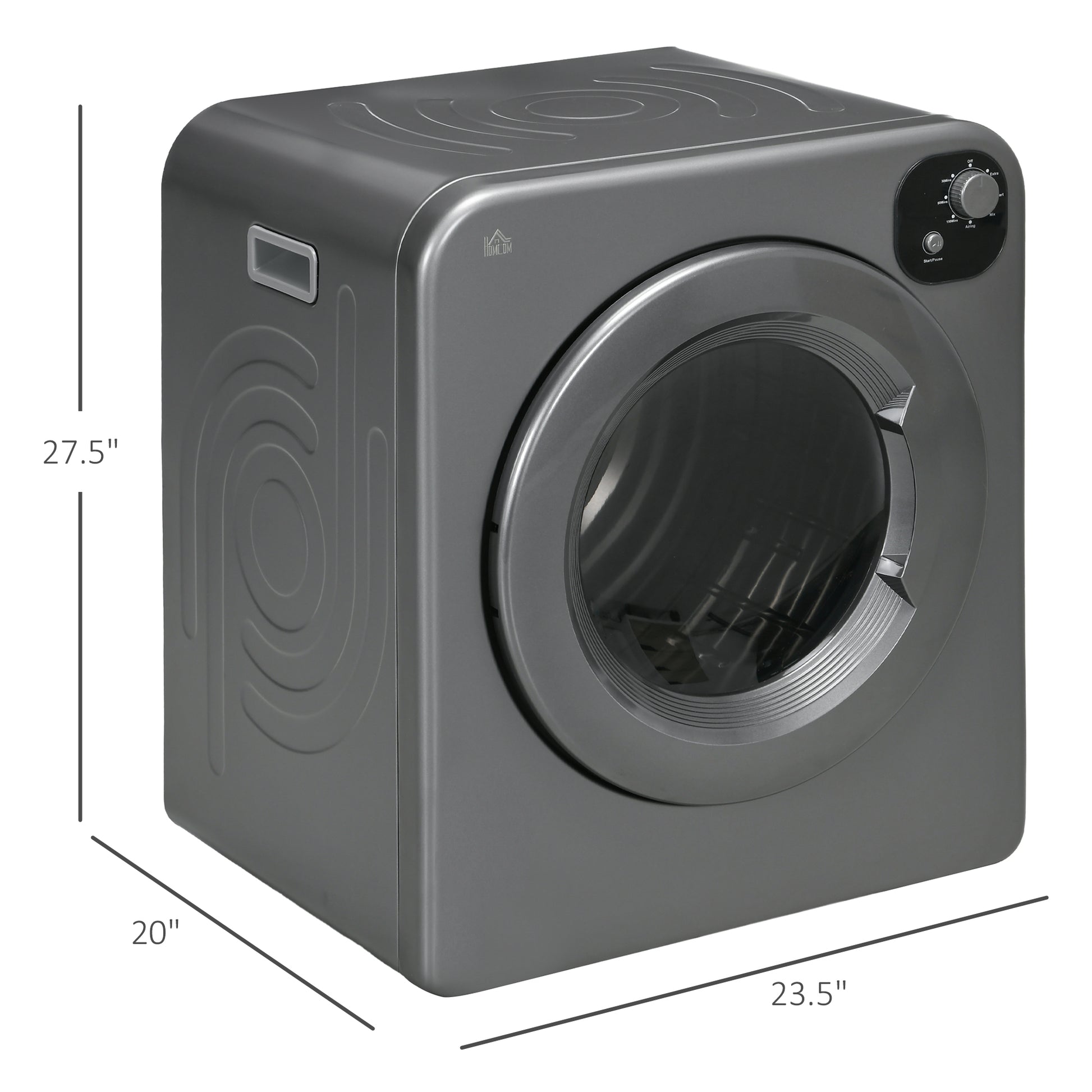 Homcom Portable Clothes Dryer, 120V 1300W Compact Laundry Dryer With Intelligent Drying, 3.2 Cu.Ft Stainless Steel Drum, Front Load Electric Dryer For Apartments, Dorms, Rvs, Gray Gray Stainless Steel