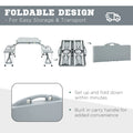 Outsunny Folding Picnic Table With Seats And Umbrella Hole, Portable Camping Chairs Set, 4 Seat, Aluminum Frame, Gray Grey Aluminum