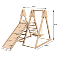 4 In 1 Juniper Indoor Play Gym Jungle Gym Playset With Baby Swing, Slide, Ladder, And Climbing Wall Foldable Wooden Playset Indoor Jungle Gym For Kids Natural Wood Pine