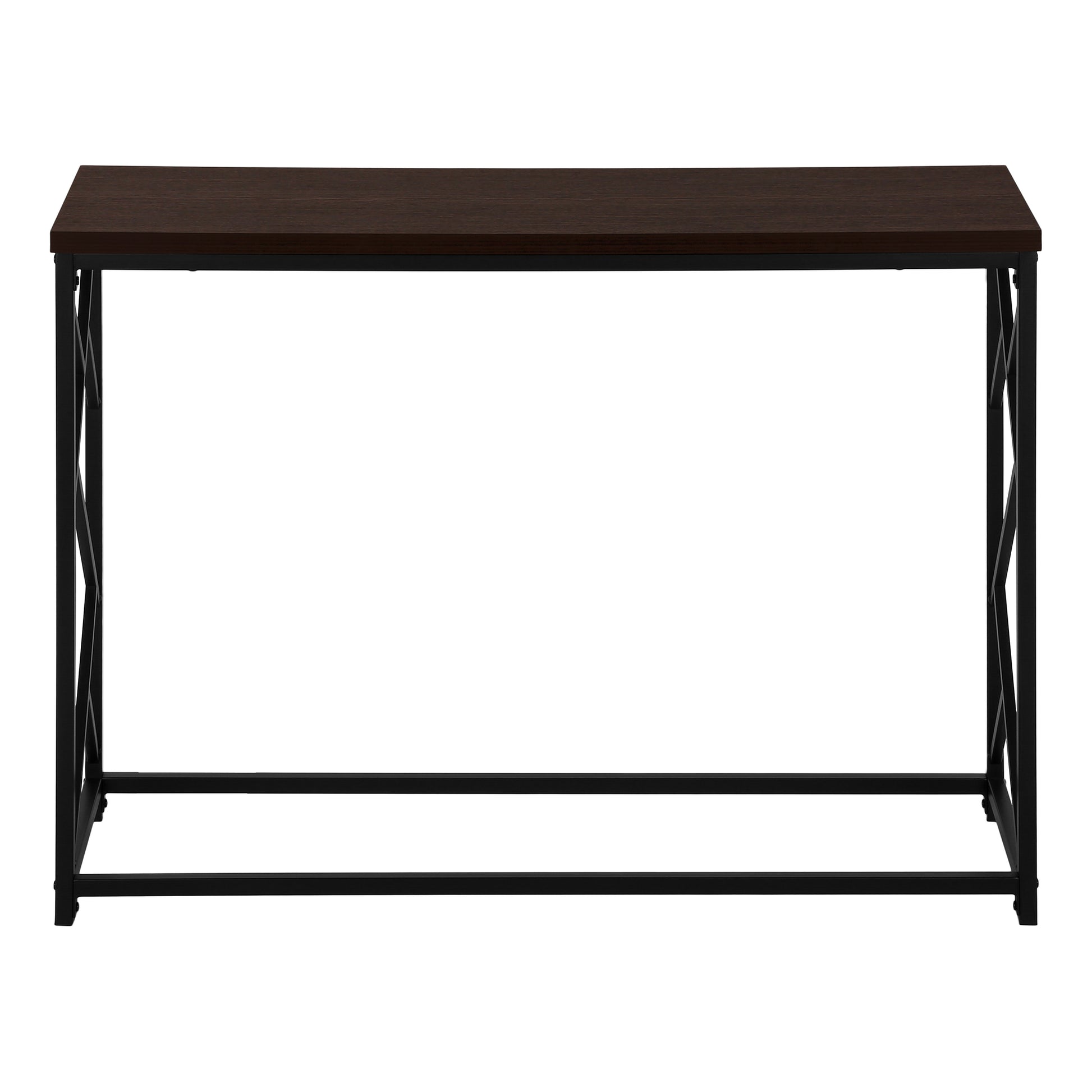 Accent Table, Console, Entryway, Narrow, Sofa, Living Room, Bedroom, Brown Laminate, Black Metal, Contemporary, Modern Espresso Metal