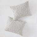 3 Piece Tufted Cotton Chenille Medallion Comforter Set Grey Full Queen Full Grey Cotton