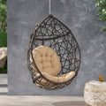 Marlin Hanging Egg Chair Basket Brown Pe Rattan Iron Waterproof Fabric