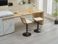 Set Of 2 Rattan Bar Stool, 360 Swivel Bar Chair, Counter Height Chair With Footrest For Kitchen, Dining Room Beige Wicker