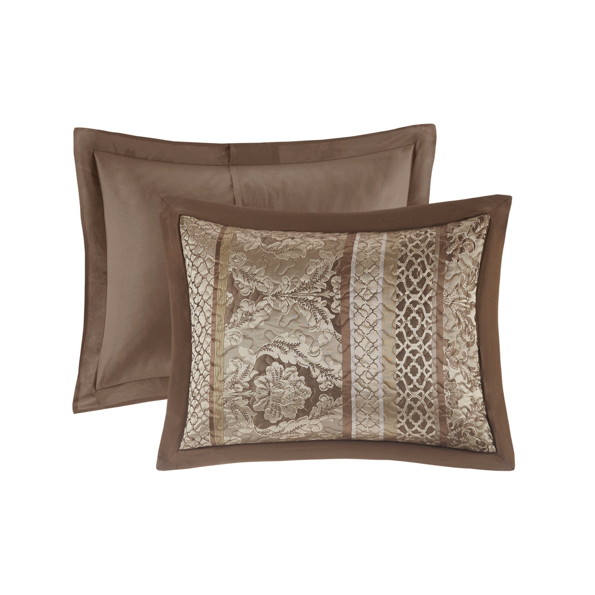 5 Piece Reversible Jacquard Bedspread Set Brown Gold King King Brown Gold Microfiber