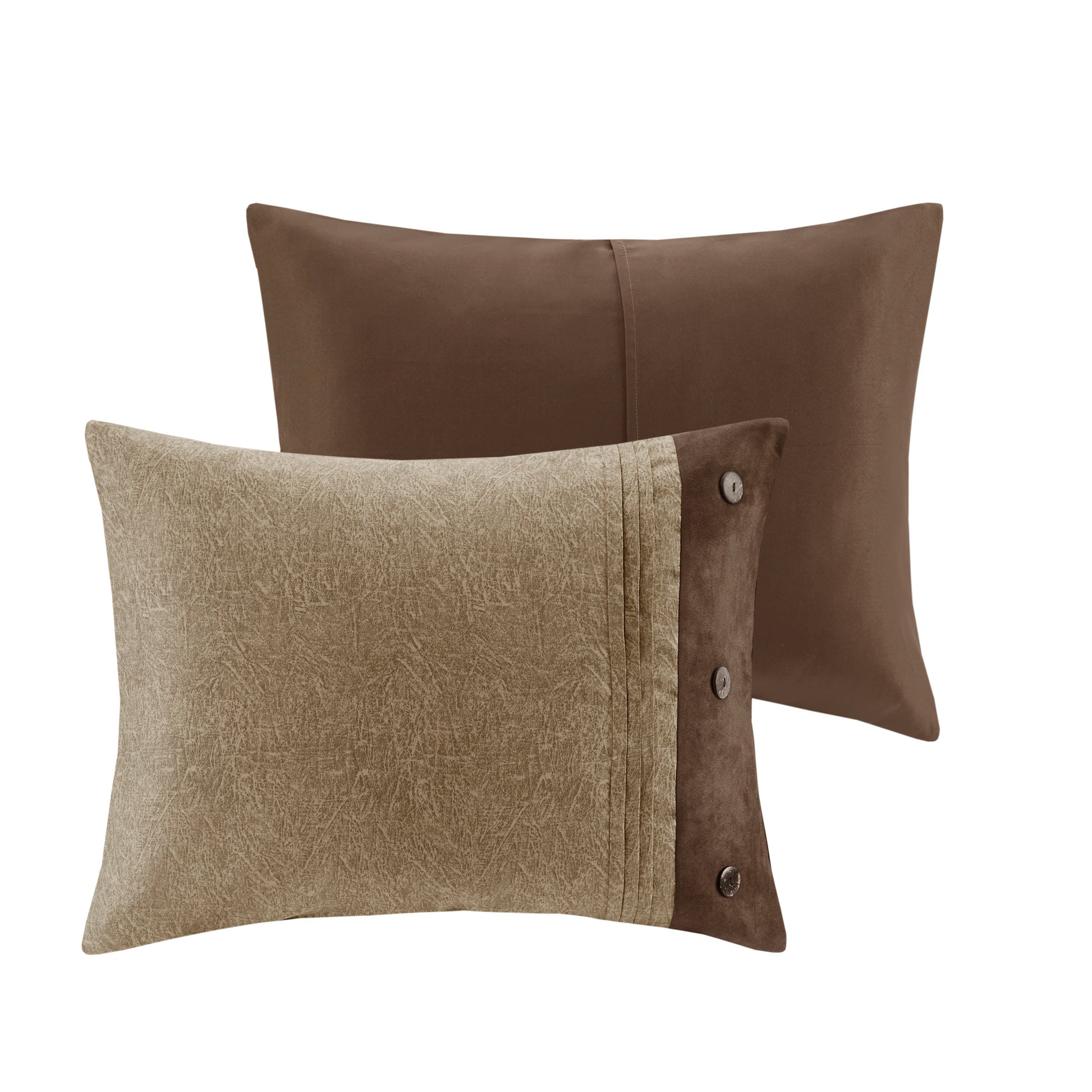 7 Piece Faux Suede Comforter Set Brown Cal King California King Brown Polyester