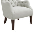 Hannah Button Tufted Wing Chair Ivory Solid Wood