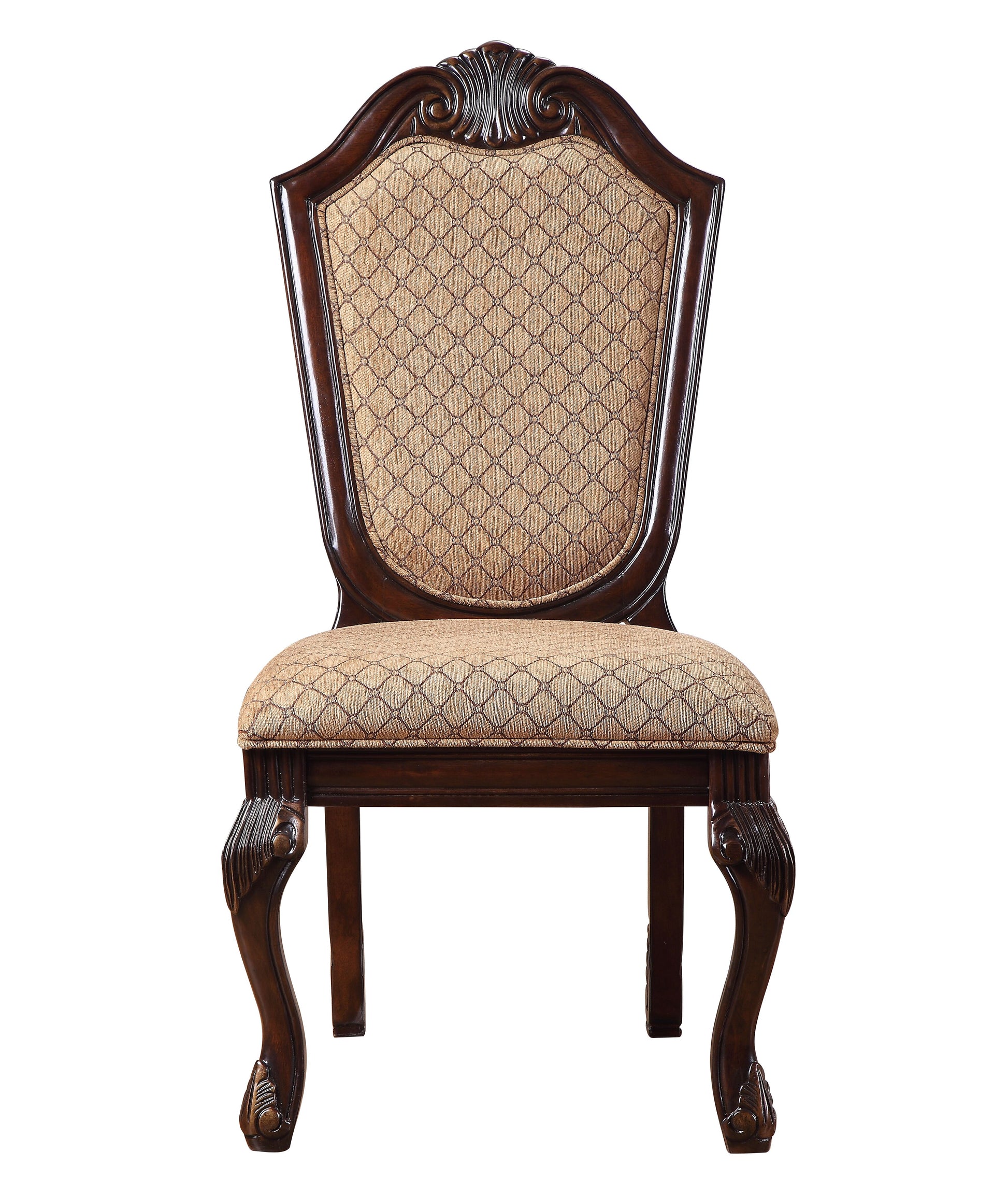 Chateau De Ville Side Chair Set 2 , Fabric & Espresso 64077A Espresso Upholstered