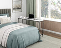 White Finish Multipurpose Over The Bed Desk With Adjustable Height, Metal Legs With Casters, Overbed Table 1Pc, Laptop Table For Bed, Breakfast Table Black White Rectangular Engineered Wood,Metal