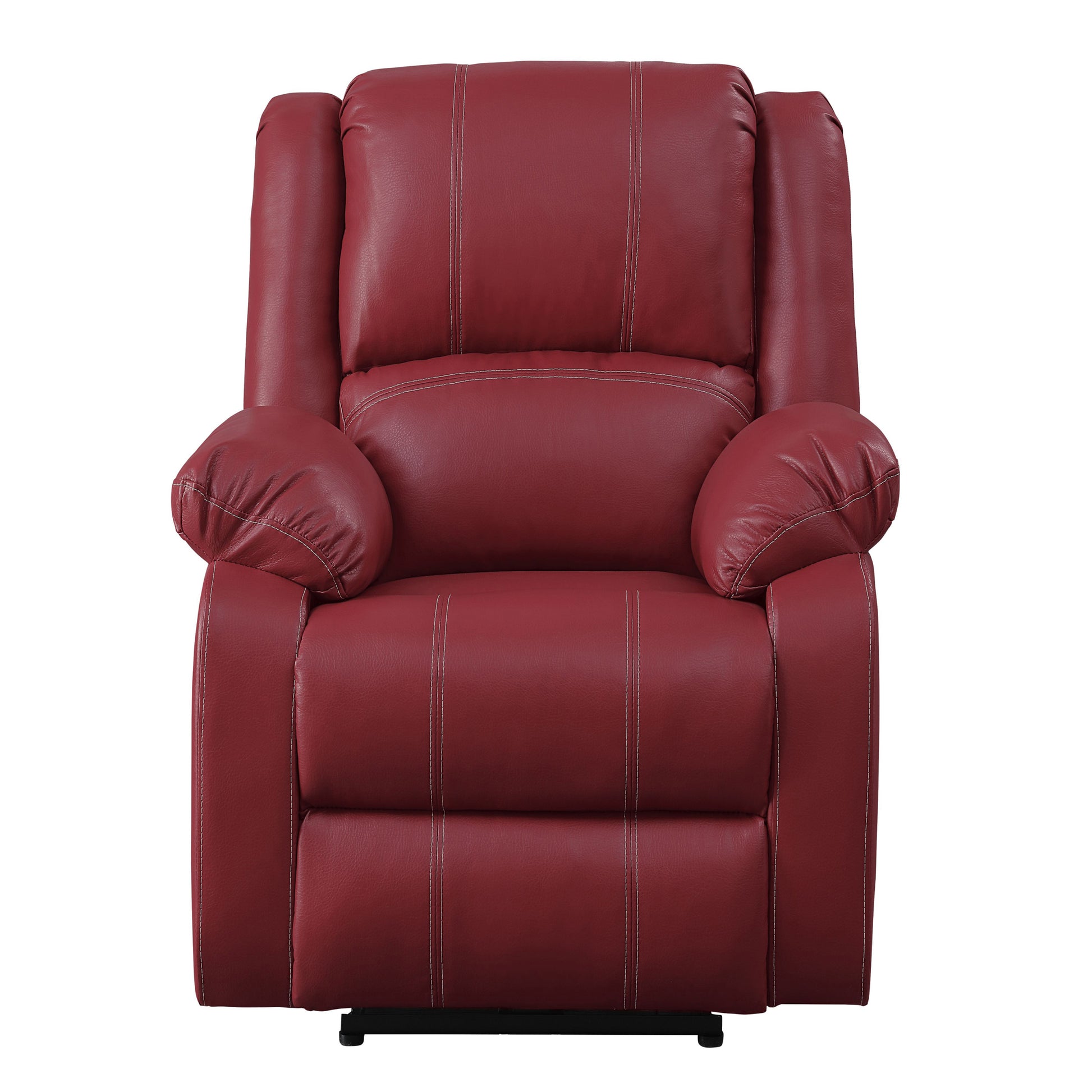 Red Power Recliner With Usb Port Red Faux Leather Power Push Button Wood Primary Living Space Pillow Back Push Button Eucalyptus Pillow Top Arms Faux Leather