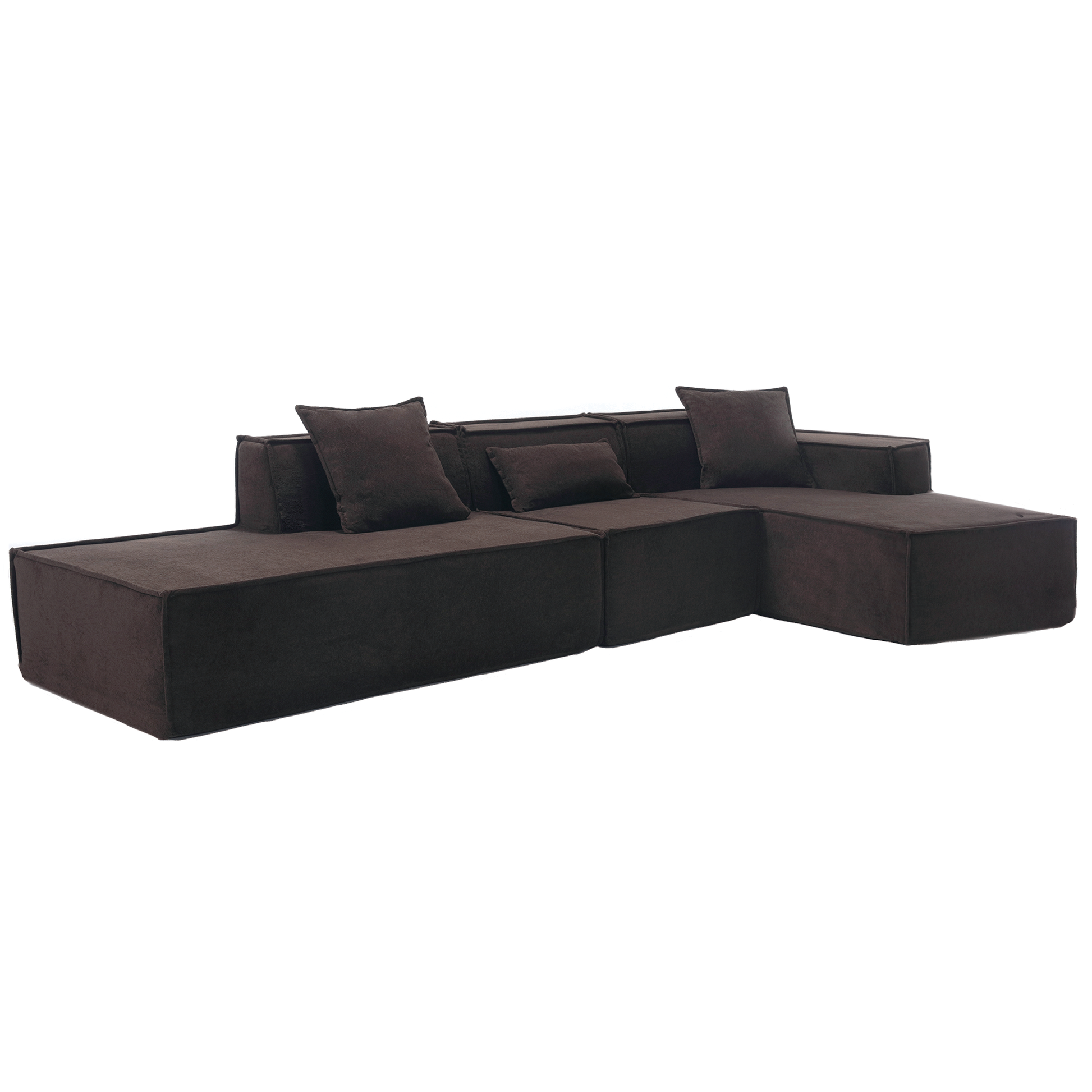Modular Combination Living Room Sofa Set, Modern Minimalist Sofa, Free Installation Sofa, L Shaped, Italian Minimalist Tofu Block Sofa,Right Hand Facing, Terrycloth Fabric,Dark Brown Dark Brown Polyester Primary Living Space Soft Modern Polyester 3 Seat