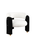 Accent Chair Black White Fabric