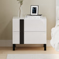 Modern High Gloss 3 Piece Bedroom Set Floating Bed Frame Queen Size Platform Bed With Led Light & 2 Nightstands, White Box Spring Not Required Queen White Wood 3 Piece Set Solid Wood Mdf
