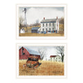 2 Piece Vignette Washday And Granddad'S Old Truck White Framed Wall Art For Living Room, Bedroom Wall Art Print For Home Decor By Billy Jacobs Multicolor Wood Paper