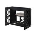 Desks And Stool Set 3Pc Black Finish Rolling Desk With Casters, 2 Charging Ports Home Office Furniture Black Primary Living Space Contemporary Desk Rectangular Wood