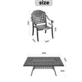 Cushions In Random Colors 7 Piece Set Of Cast Aluminum Patio Furniture With Cushions Yes Dining Set Black Seats 6 Rust Resistant Frame Water Resistant Cushion Garden & Outdoor Complete Patio Sets Aluminium