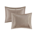 7 Piece Polyester Charmeuse Comforter Set Taupe Queen Queen Taupe Polyester