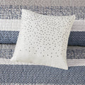6 Piece Reversible Jacquard Quilt Set With Throw Pillows Navy Full Queen Navy Cotton