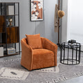Mid Century Modern Accent Chair With Wood Frame, Upholstered,Swivel Chairs For Living Room Chairs With Waist Cushion, Reading Armchair For Bedroom Sunroom Brown Modern Foam Velvet