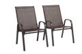 2 Piece Patio Chairs, Outdoor Camping Chairs Withtextilene Fabric, Set Of 2 Garden Chairs With Armrest High Backrest For Garden Patio Pool Beach Yard Space Saving Brown Brown Steel
