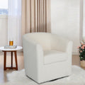 Teddy Velvet Swivel Chair, White, No Installation Required White Teddy