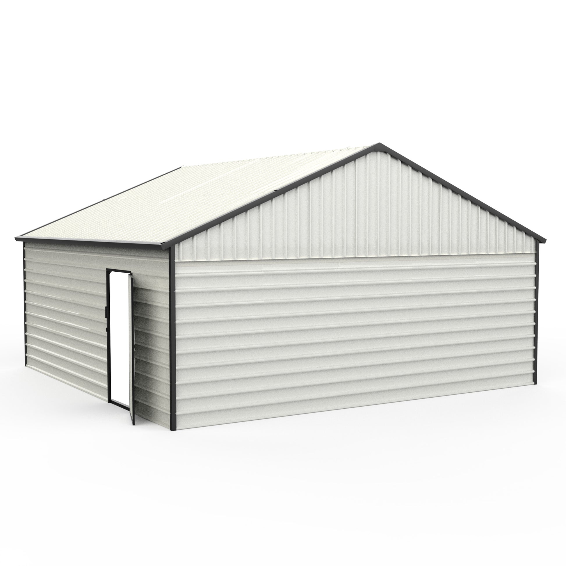 23Ft X 22Ft Double Garage Metal Shed With Side Entry Door White Garden & Outdoor Metal