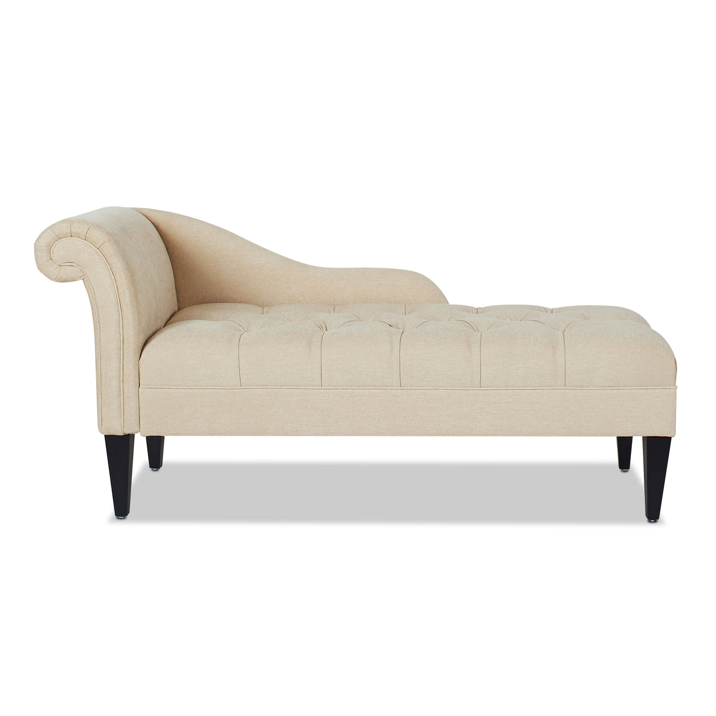 Harrison Tufted Roll Arm Chaise Lounge, Beige Chenille Beige Foam Chenille