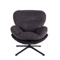 360 Swivel Accent Chair, Modern Chenille Lounge Chair With Faux Leather And Black Metal Base Frame, Comfortable Reading Chair For Small Spaces, Living Room, Bedroom, Reading Corner, Office, Dark Gray Black,Dark Gray Brown Primary Living Space